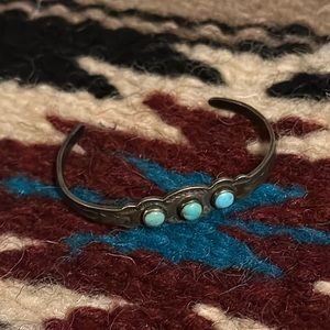 Authentic Maisel’s Fred Harvey Era Infant or Toddler Silver Turquoise Cuff